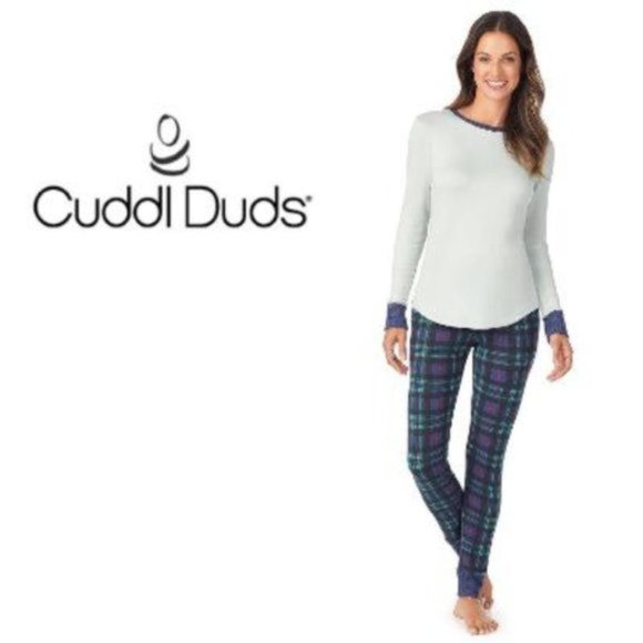 Cuddl Duds Other - SOLD Cuddl Duds Womens Green Cozy Long Sleeve Crew and Leggings PJS Set Sz S NWT